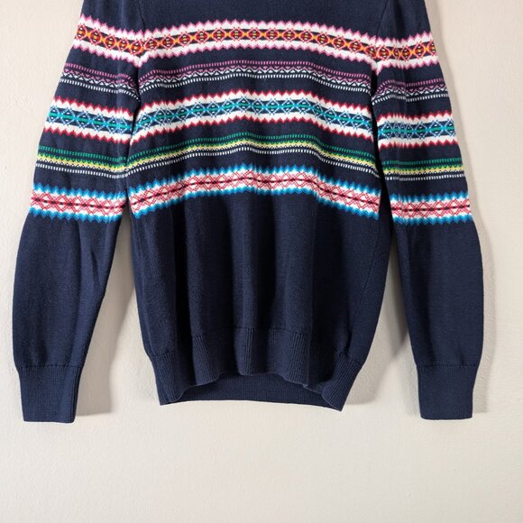 Gap Navy Blue Fair Isle Crewneck Pullover Sweater Holiday Winter Women's S - Picture 6 of 7